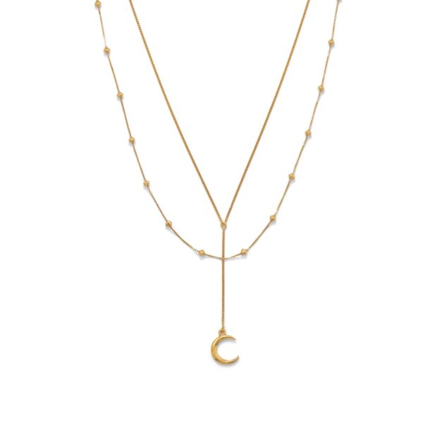 Moon Necklace 16" 14 Karat Gold Plated Double Strand