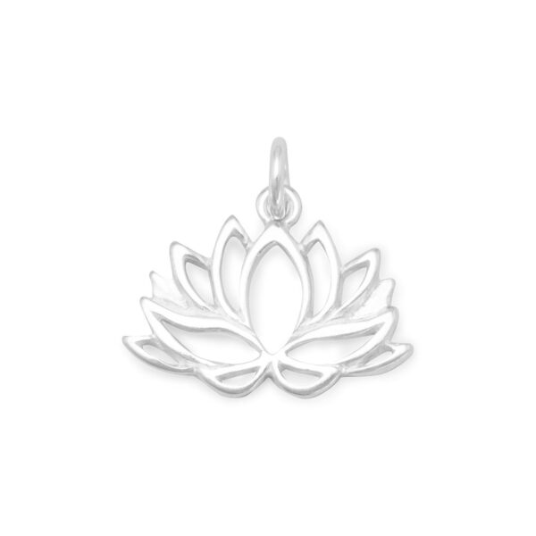 Lotus Flower Charm - .925 Sterling Silver - Add to a charm bracelet, necklace or keychain!