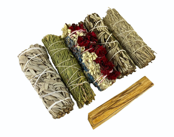 Large Smudge Kit - White Sage, Cedar, Flower Sage, Yerba Santa, Blue Sage, & Palo Santo. Home Cleansing, Blessing, Manifesting, & Love